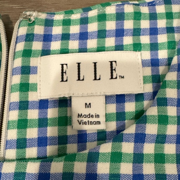 Elle Blue, Green, & White Gingham Print Midi Short Sleeve Dress Size M - Picture 14 of 16